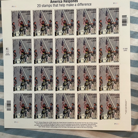 USPS Heroes 2001 Stamp Sheet - Picture 1 of 1